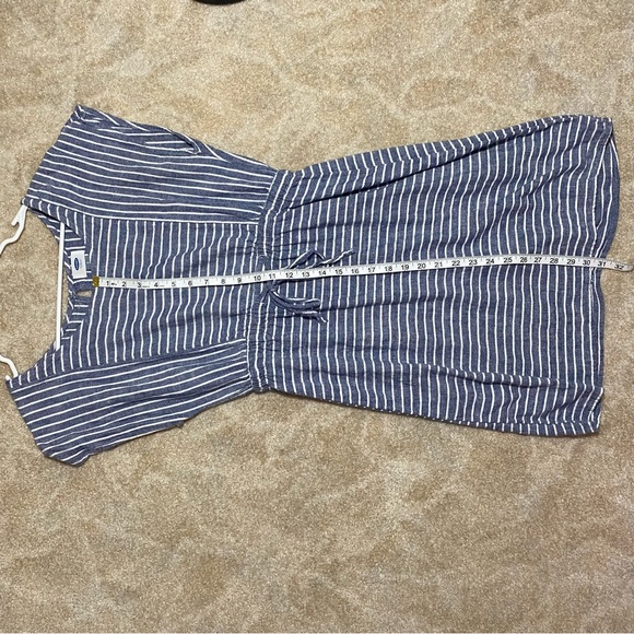 Old Navy Linen Blue and White Striped Draw String Waist Dress S - Picture 12 of 12